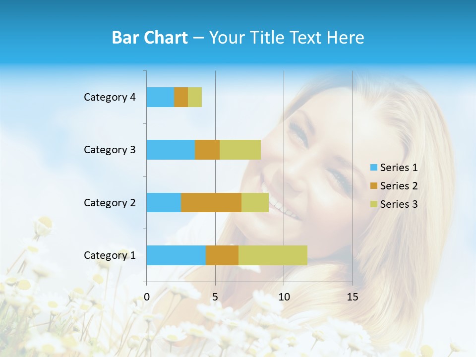Smiling Happy Woman Daisy PowerPoint Template