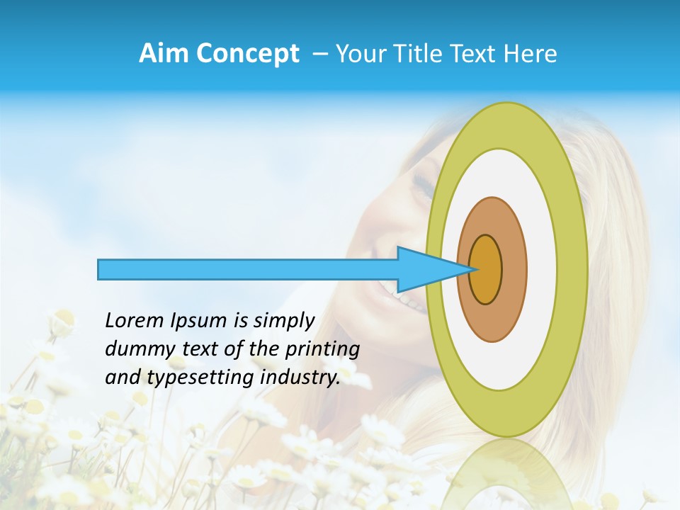 Smiling Happy Woman Daisy PowerPoint Template