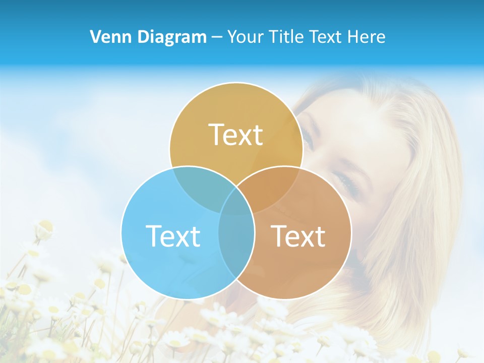 Smiling Happy Woman Daisy PowerPoint Template