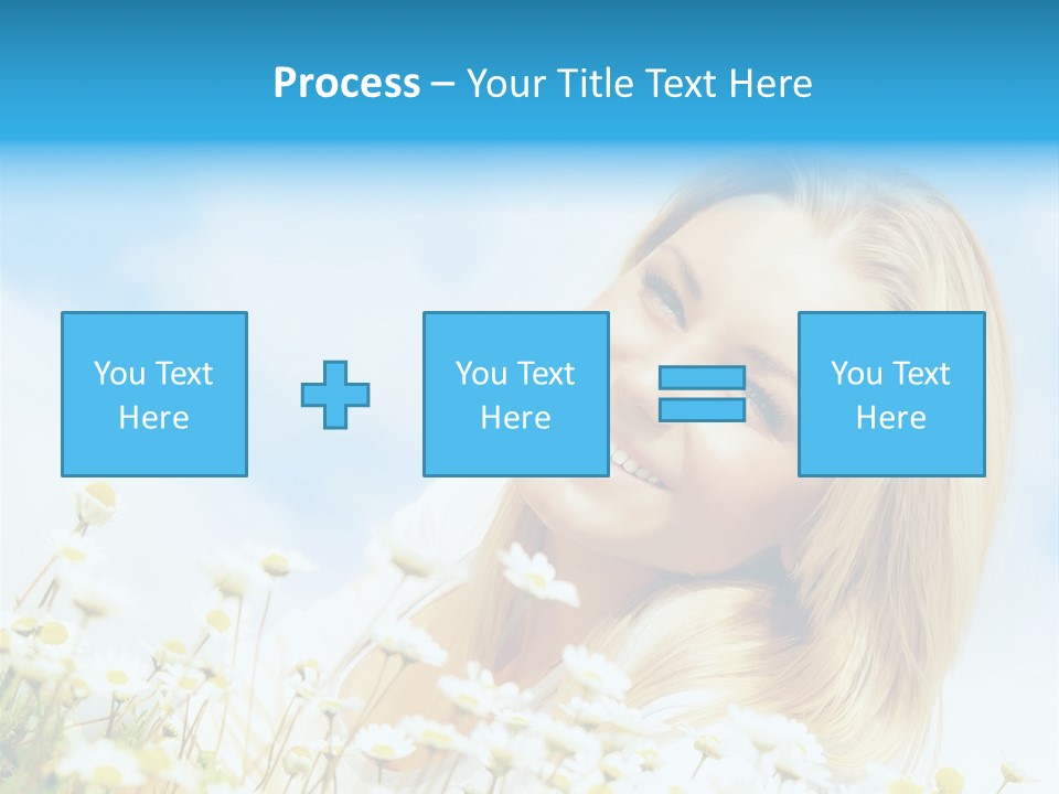 Smiling Happy Woman Daisy PowerPoint Template