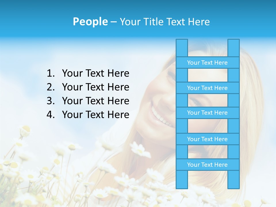 Smiling Happy Woman Daisy PowerPoint Template