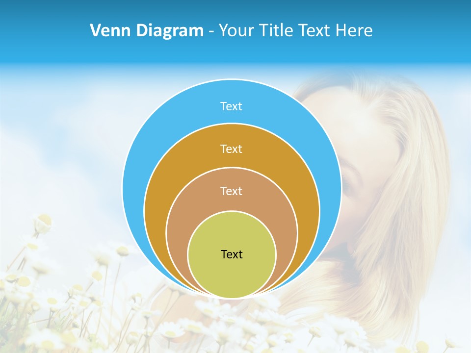 Smiling Happy Woman Daisy PowerPoint Template