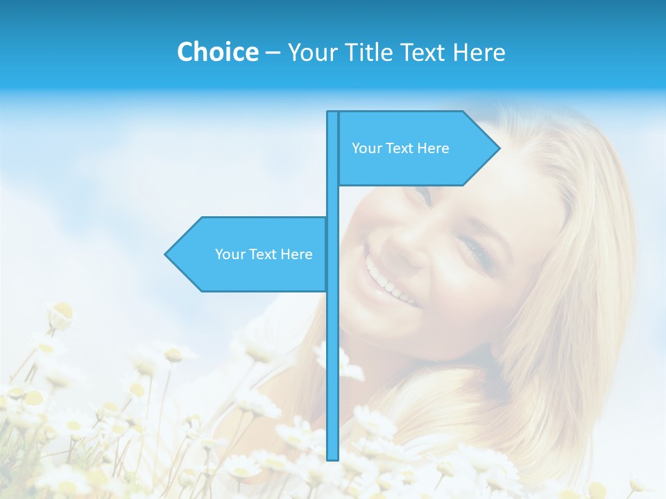 Smiling Happy Woman Daisy PowerPoint Template