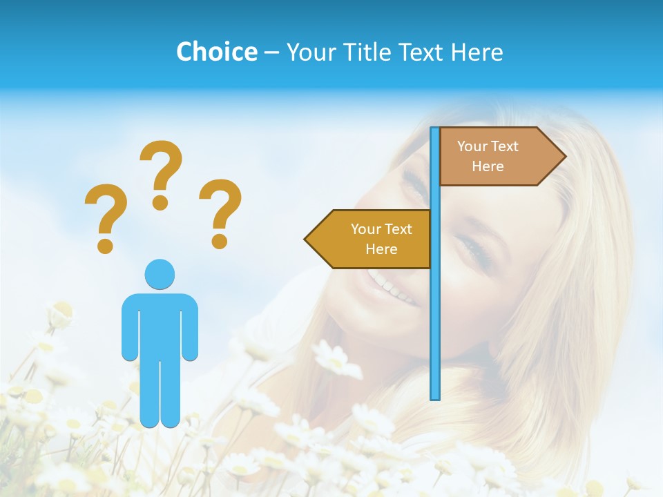 Smiling Happy Woman Daisy PowerPoint Template