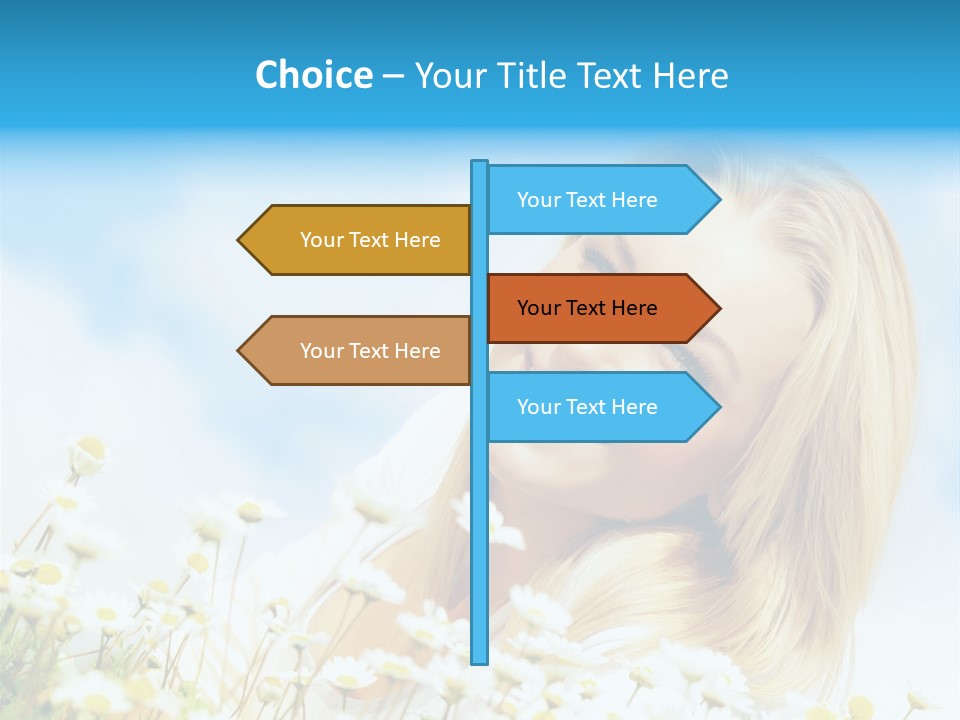 Smiling Happy Woman Daisy PowerPoint Template