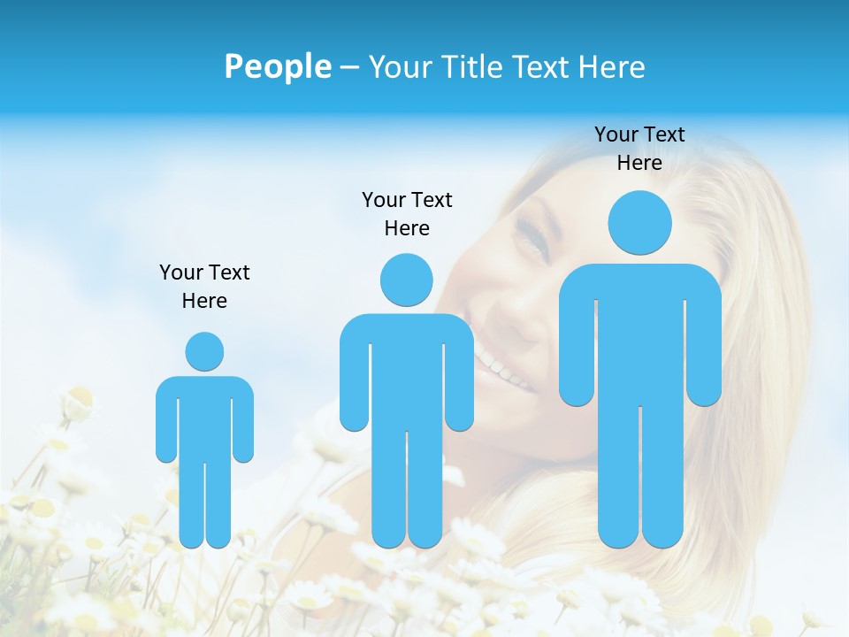 Smiling Happy Woman Daisy PowerPoint Template