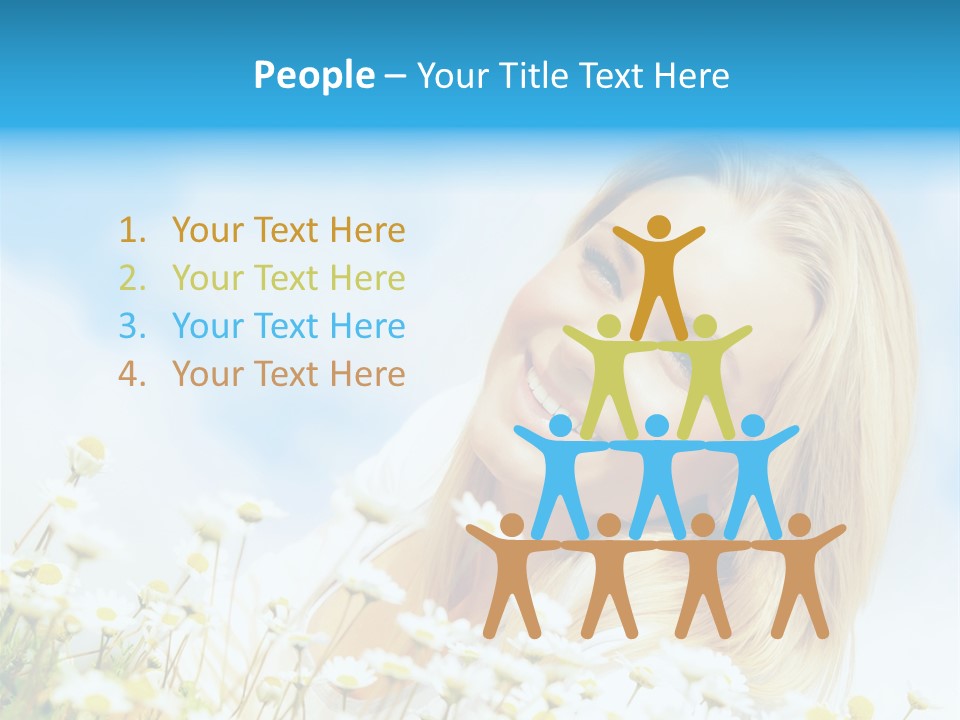 Smiling Happy Woman Daisy PowerPoint Template