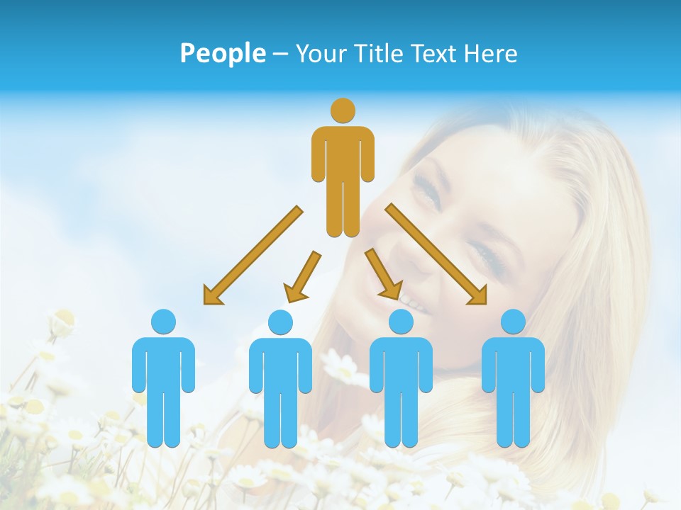 Smiling Happy Woman Daisy PowerPoint Template