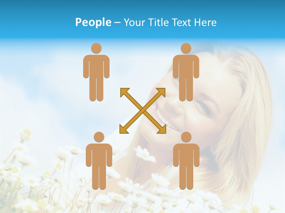 Smiling Happy Woman Daisy PowerPoint Template