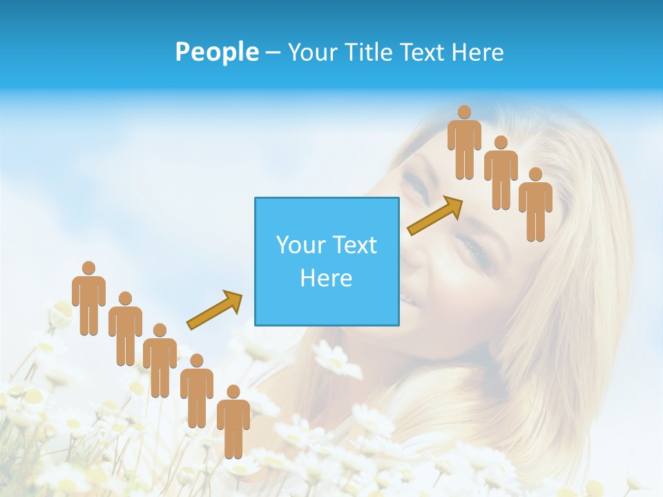 Smiling Happy Woman Daisy PowerPoint Template