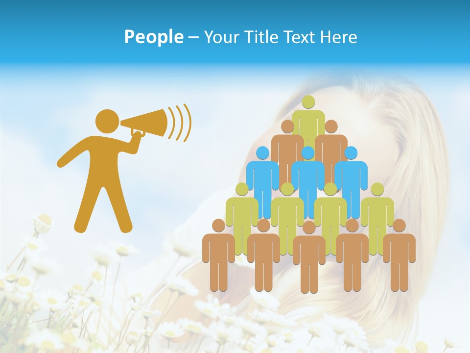 Smiling Happy Woman Daisy PowerPoint Template