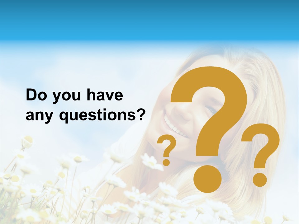 Smiling Happy Woman Daisy PowerPoint Template