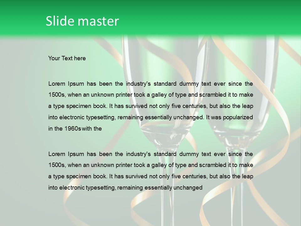 Champagne Green Bottle PowerPoint Template