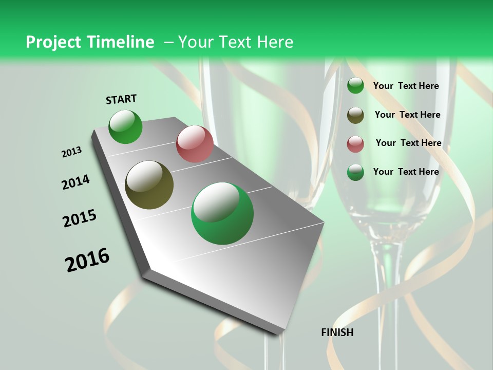 Champagne Green Bottle PowerPoint Template