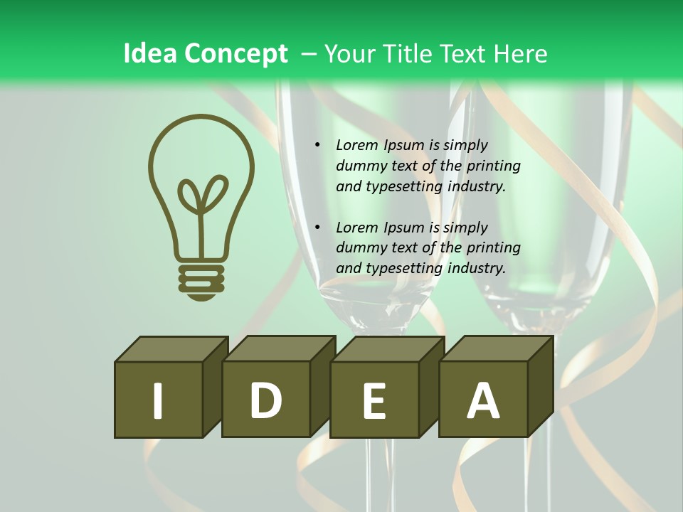 Champagne Green Bottle PowerPoint Template