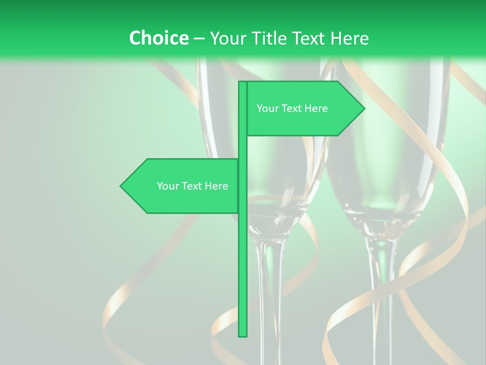 Champagne Green Bottle PowerPoint Template
