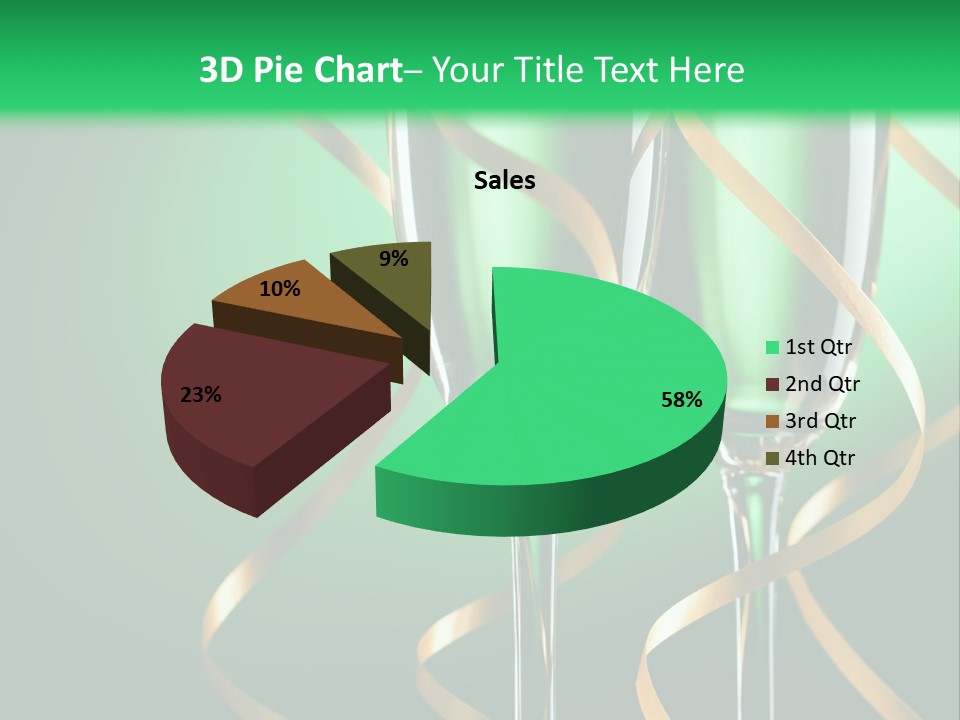 Champagne Green Bottle PowerPoint Template