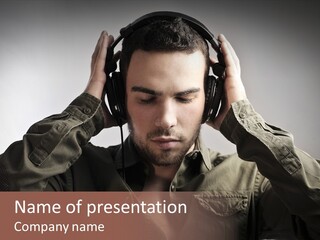 Portrait Music Headphones PowerPoint Template