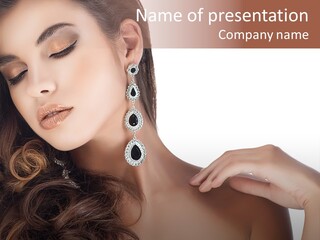 Woman Jewellery Brunette PowerPoint Template