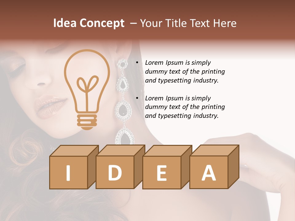 Woman Jewellery Brunette PowerPoint Template