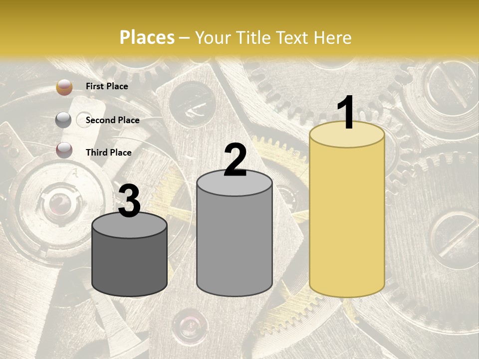Isolated Steel Cogs PowerPoint Template
