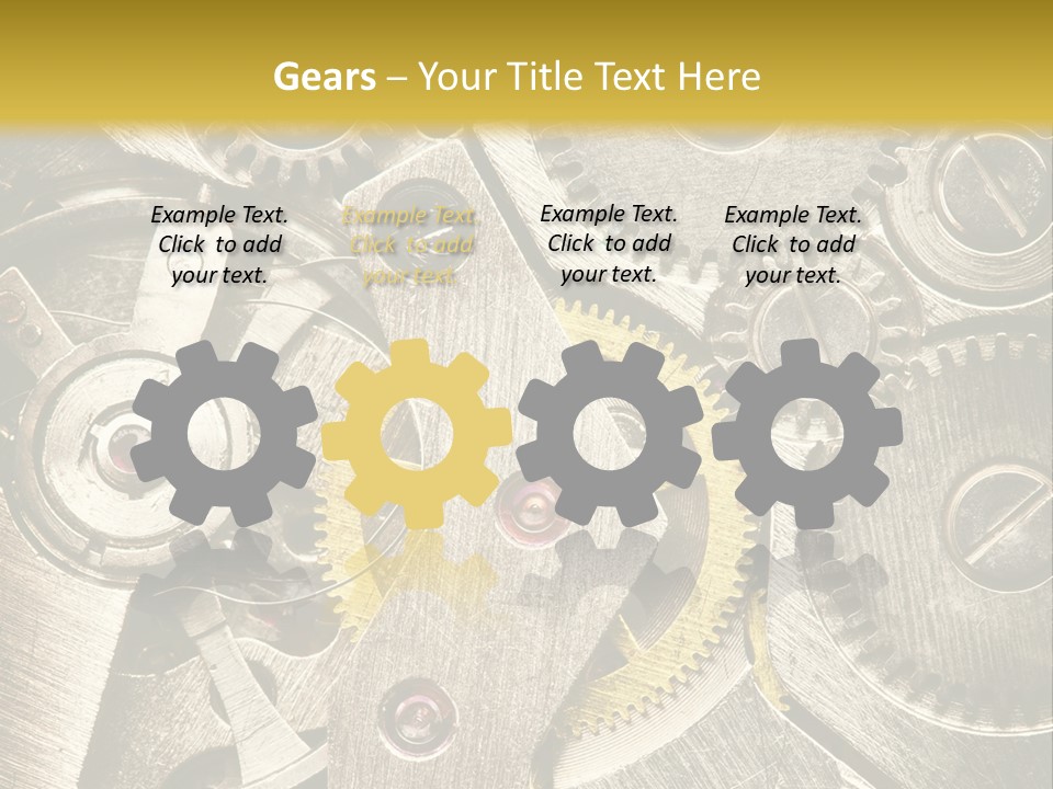 Isolated Steel Cogs PowerPoint Template