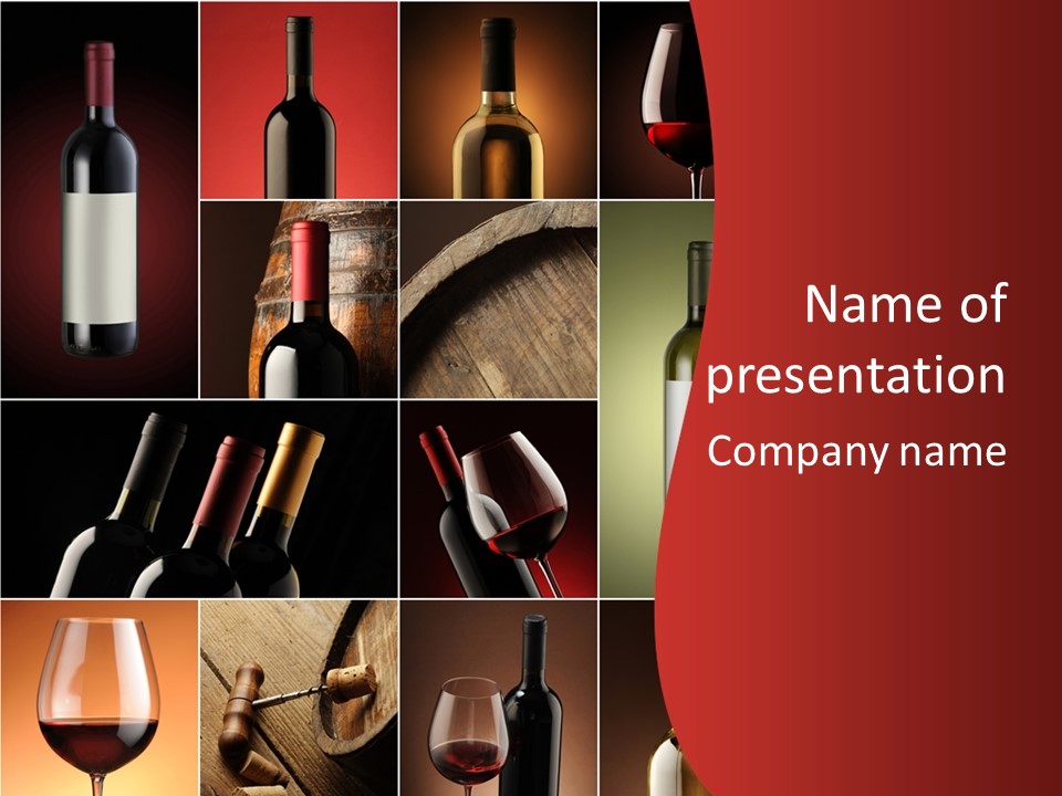 Wineglass Wood Bottle PowerPoint Template