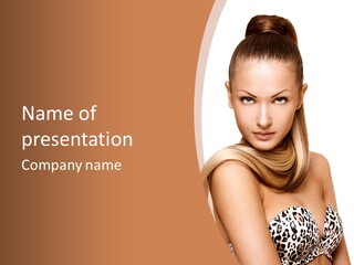 Brunette Hairstyle Makeup PowerPoint Template