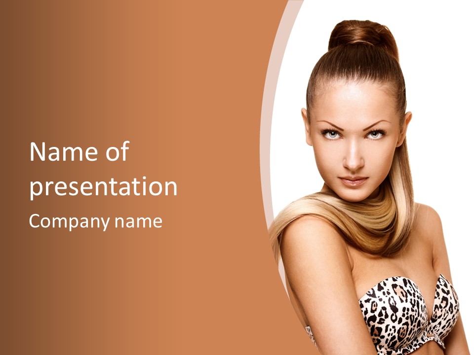 Brunette Hairstyle Makeup PowerPoint Template