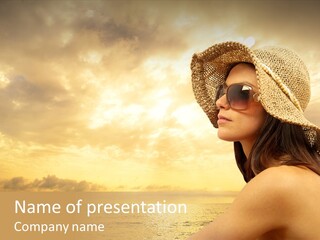 Girl Glasses Young PowerPoint Template