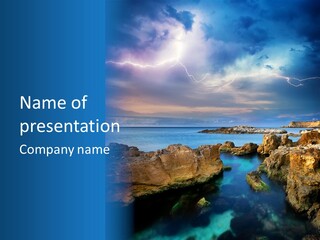 Wallpaper Night Sea PowerPoint Template