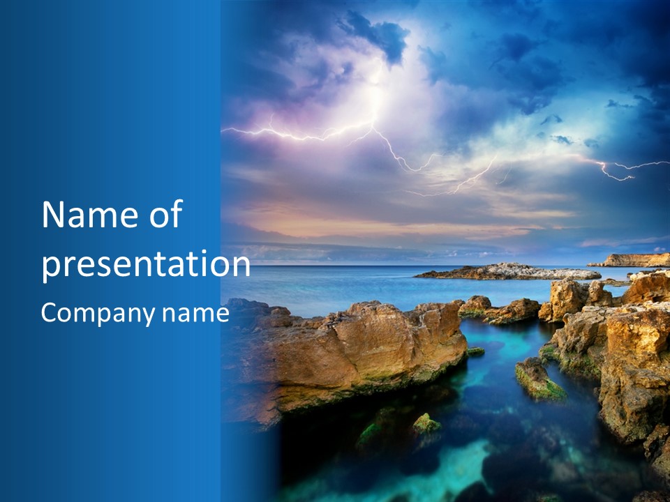 Wallpaper Night Sea PowerPoint Template