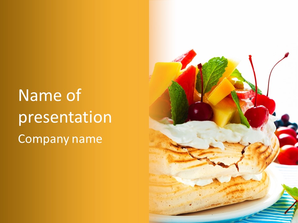 Food Meringe Cake PowerPoint Template