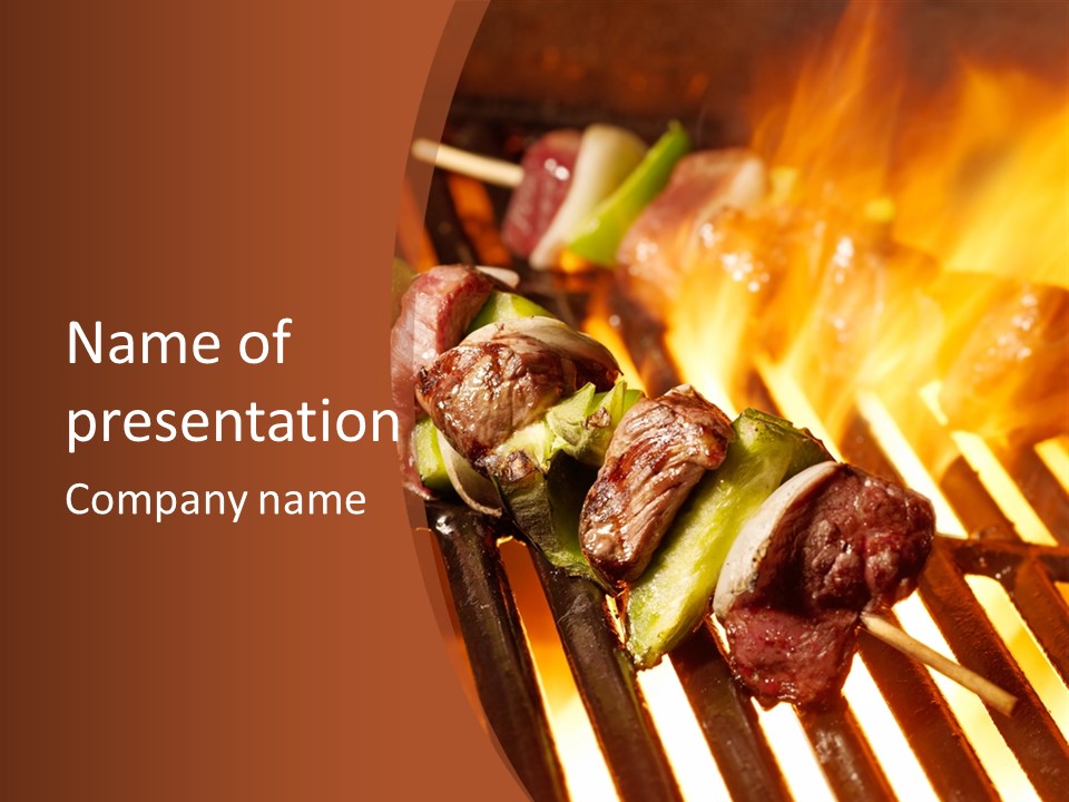 Flame Meat Barbequing PowerPoint Template