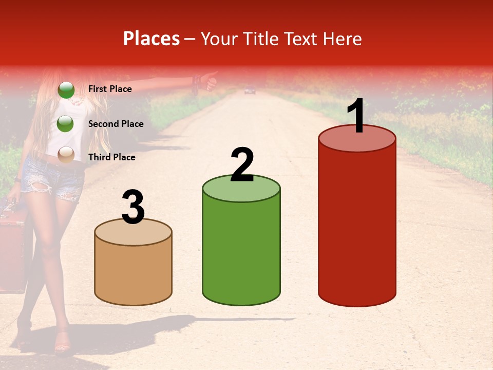 Hitchhiking Way Suitcase PowerPoint Template