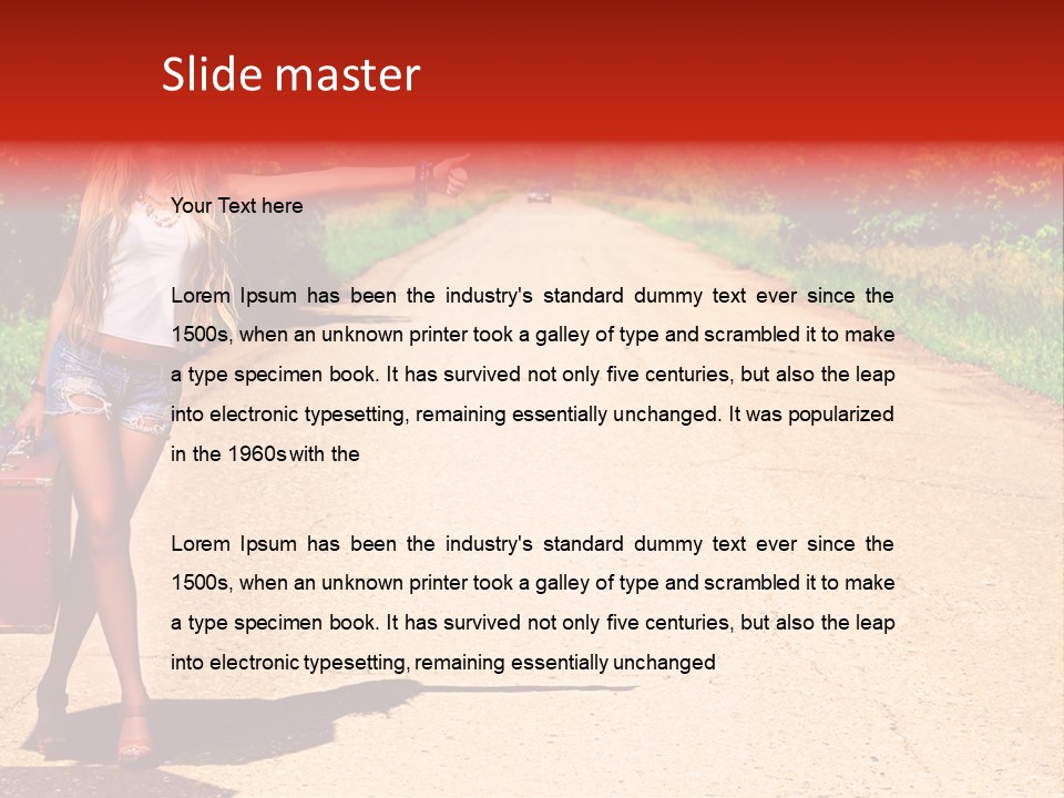 Hitchhiking Way Suitcase PowerPoint Template