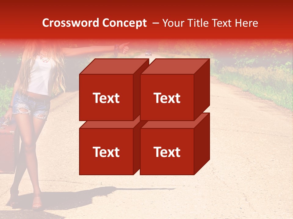 Hitchhiking Way Suitcase PowerPoint Template