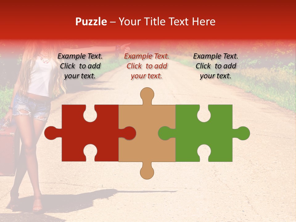 Hitchhiking Way Suitcase PowerPoint Template