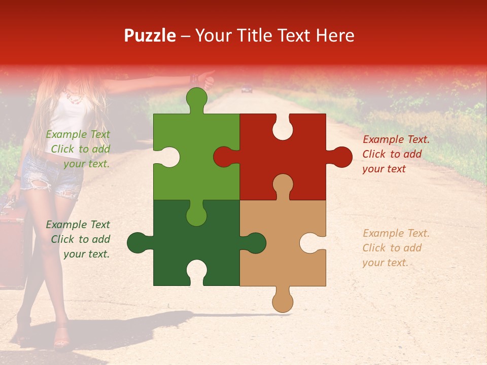 Hitchhiking Way Suitcase PowerPoint Template