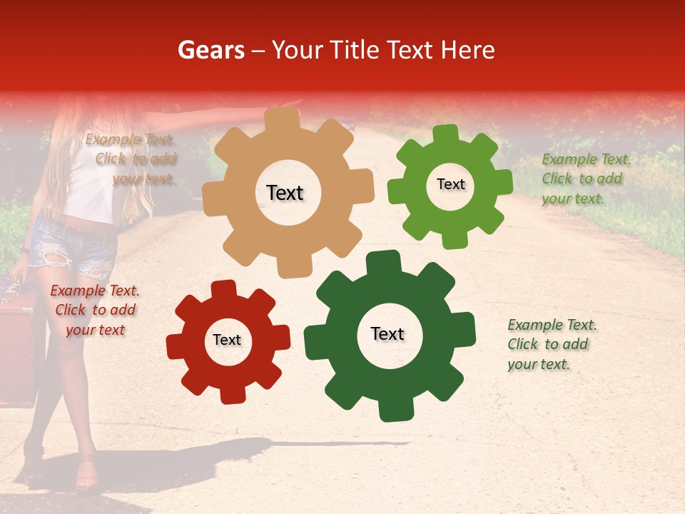 Hitchhiking Way Suitcase PowerPoint Template