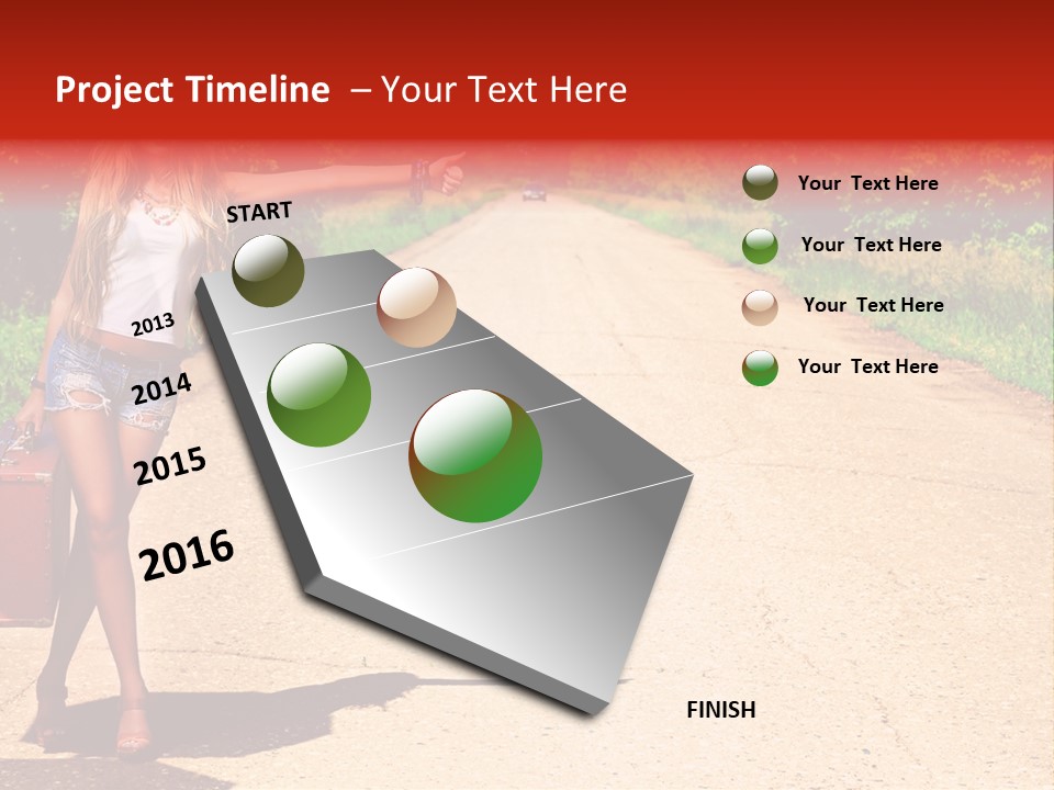 Hitchhiking Way Suitcase PowerPoint Template