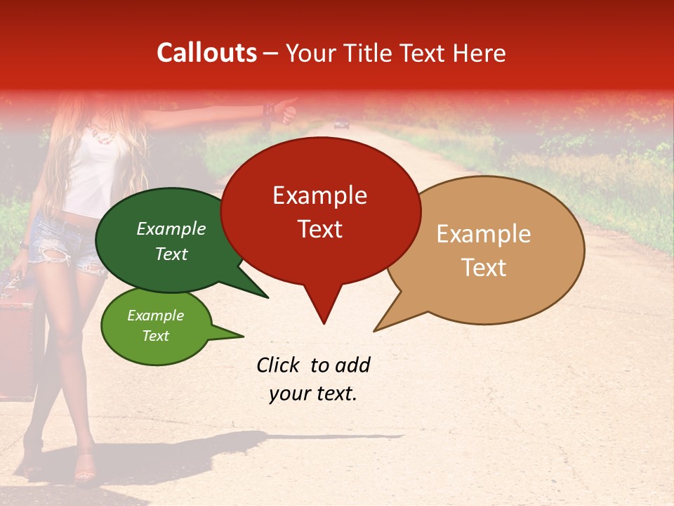Hitchhiking Way Suitcase PowerPoint Template