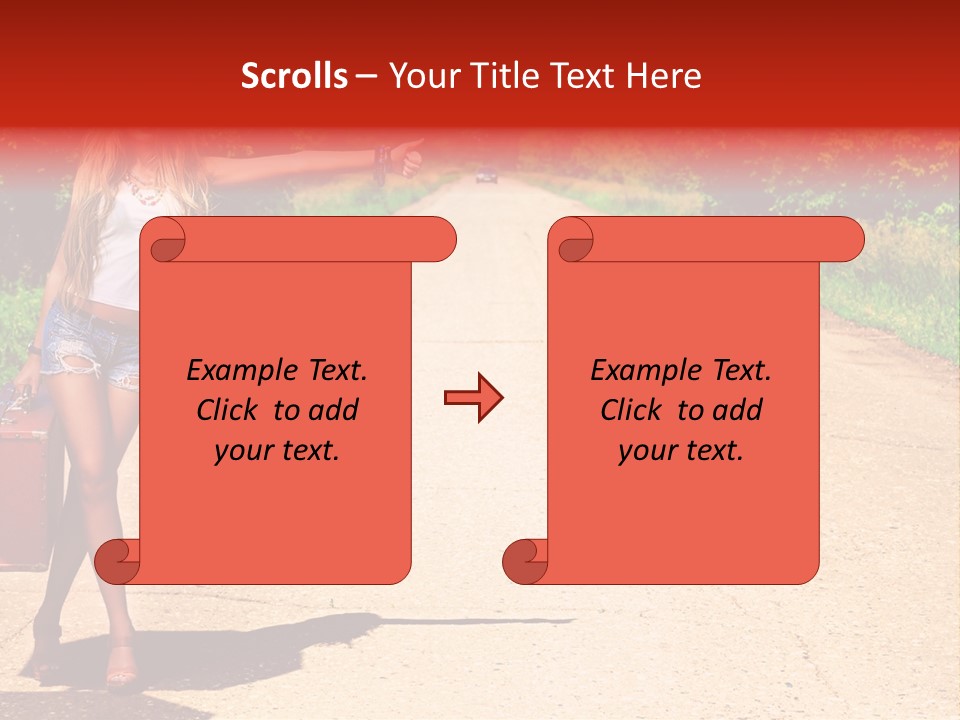 Hitchhiking Way Suitcase PowerPoint Template