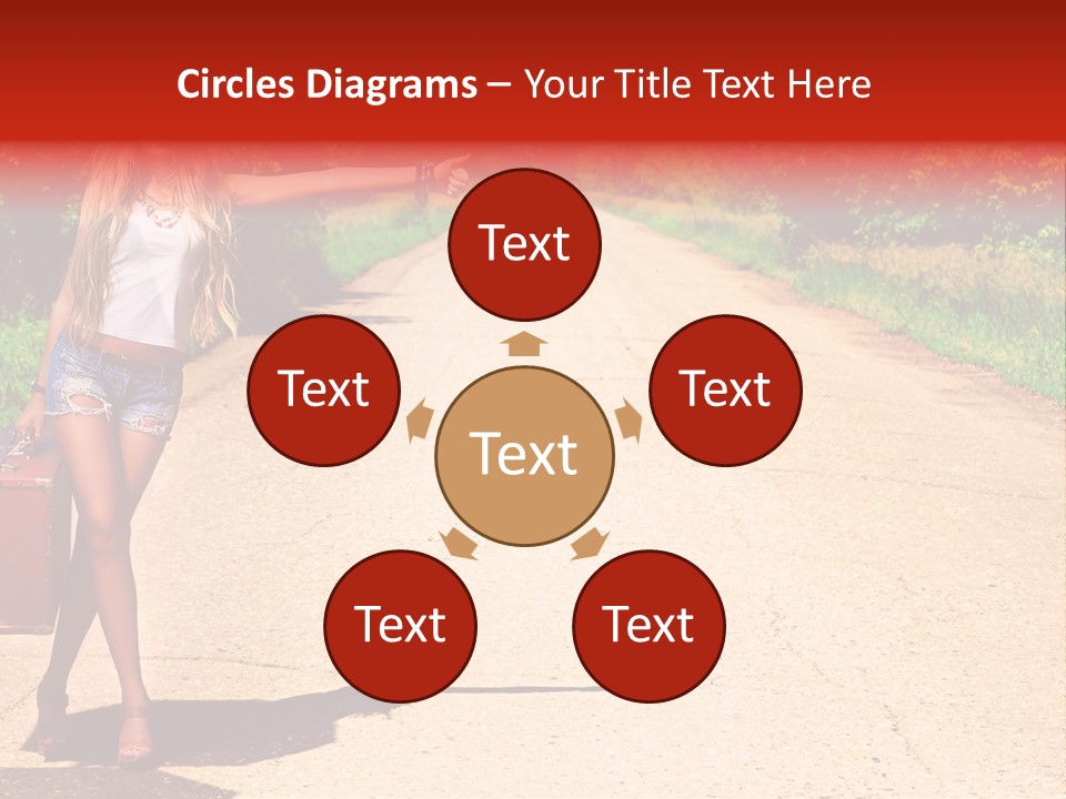 Hitchhiking Way Suitcase PowerPoint Template