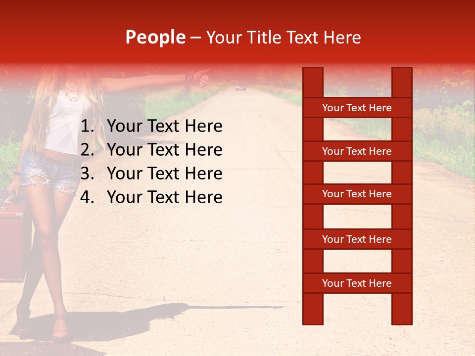 Hitchhiking Way Suitcase PowerPoint Template