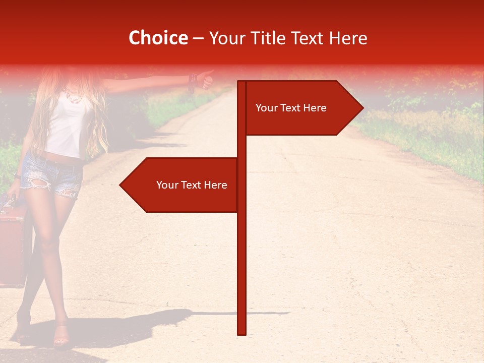 Hitchhiking Way Suitcase PowerPoint Template