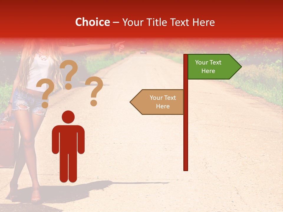 Hitchhiking Way Suitcase PowerPoint Template