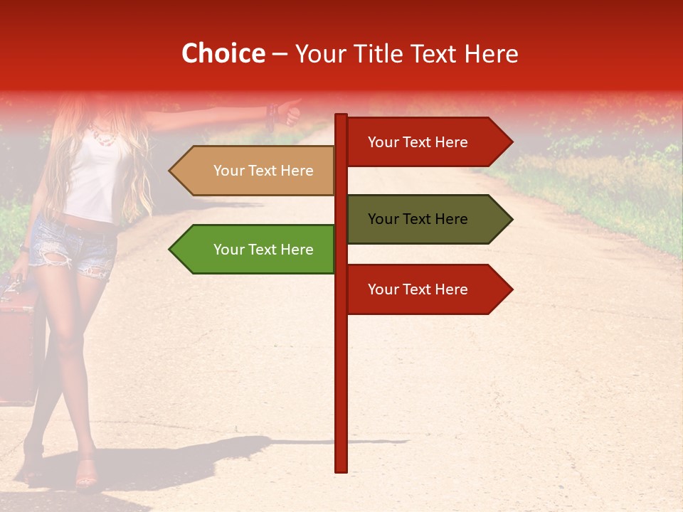 Hitchhiking Way Suitcase PowerPoint Template