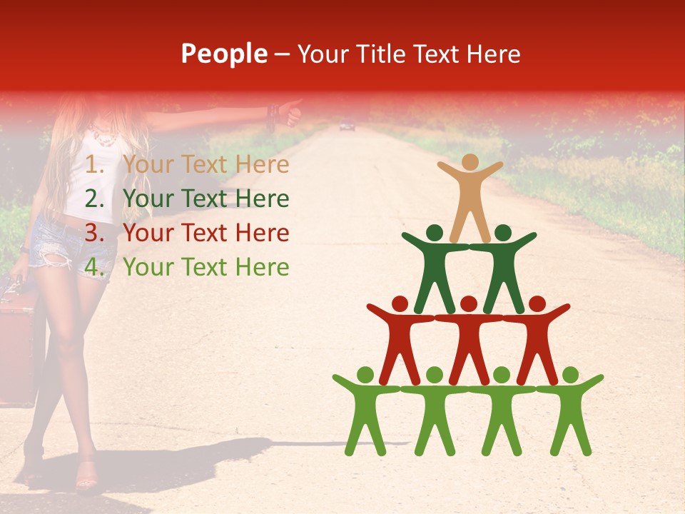 Hitchhiking Way Suitcase PowerPoint Template