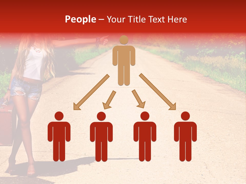 Hitchhiking Way Suitcase PowerPoint Template